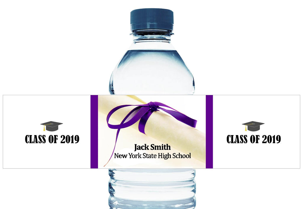 Diploma Personalized School Graduation Water Bottle Labels