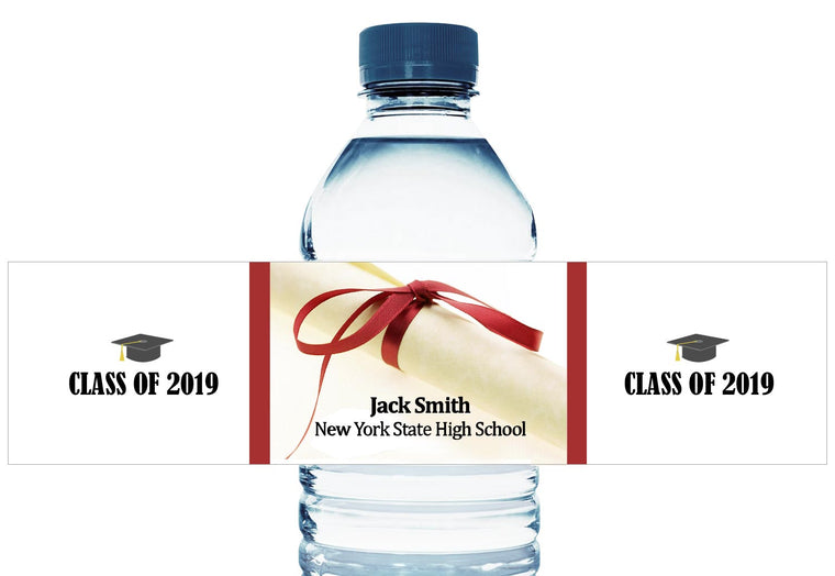 Diploma Personalized School Graduation Water Bottle Labels