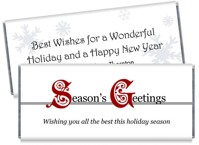 Season's Greetings Holiday Candy Bar Wrappers