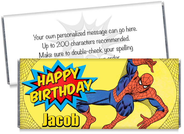 Spider Man Inspired Birthday Party Candy Bar Wrappers