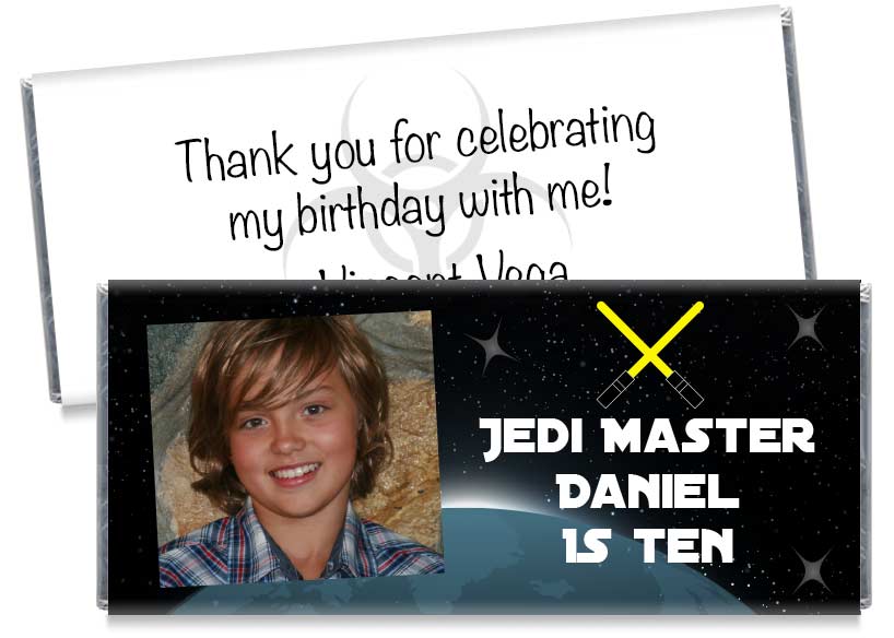 Jedi Master Photo Birthday Party Candy Bar Wrappers
