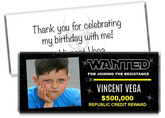 Wanted Resistance Photo Birthday Party Candy Bar Wrappers