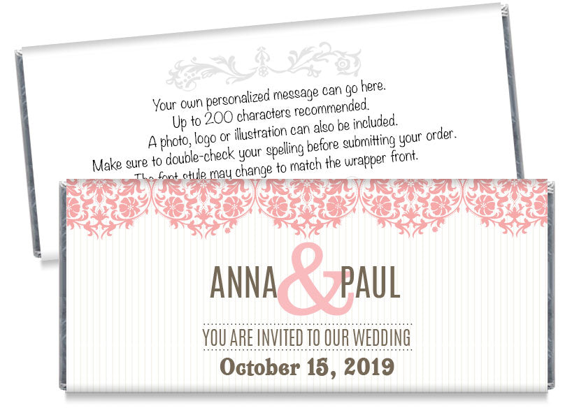 Stripes Save the Date Wedding Candy Bar Wrappers