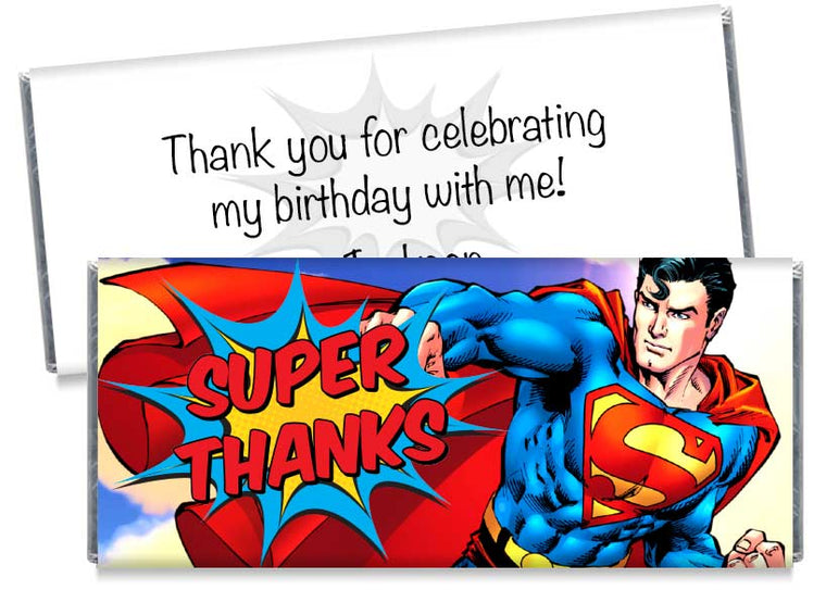 Super Thanks Superman Inspired Birthday Candy Bar Wrappers