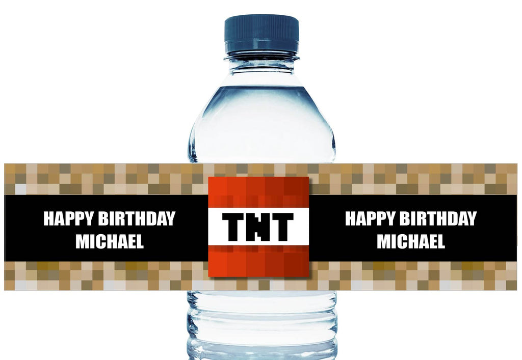 TNT Blast Personalized Boy Birthday Water Bottle Labels
