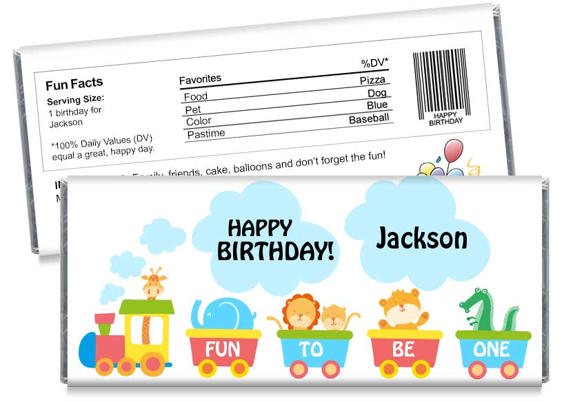 Fun Train Birthday Party Candy Bar Wrappers