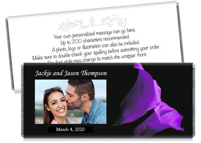 Purple Tulip Photo Wedding Candy Bar Wrappers