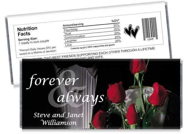 Forever and Always Tuxedo Wedding Anniversary Candy Bar Wrappers