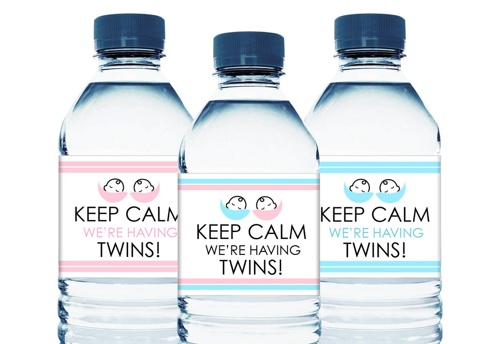 Keep Calm! We're Having Twins Water Bottle Labels