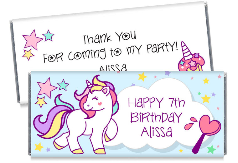 Unicorn Girl Birthday Candy Bar Wrappers