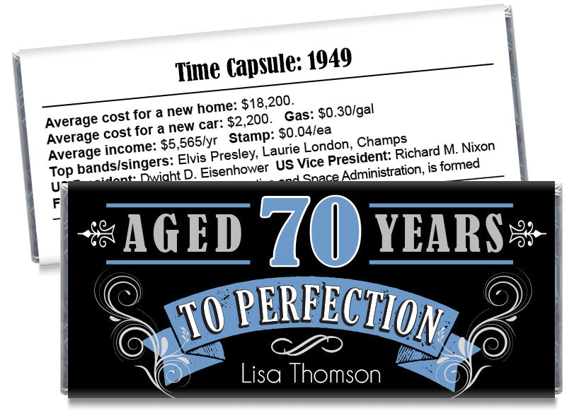 Vintage Aged to Perfection Adult Birthday Party Candy Bar Wrappers