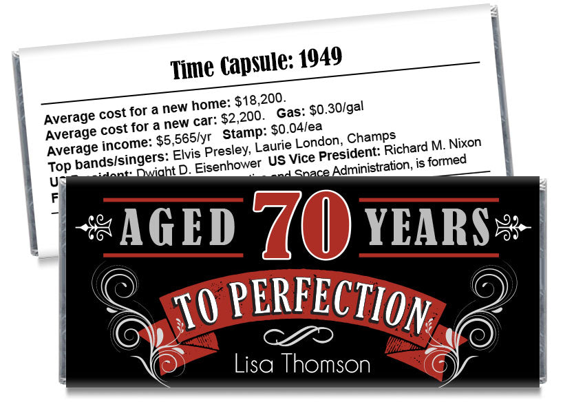 Vintage Aged to Perfection Adult Birthday Party Candy Bar Wrappers