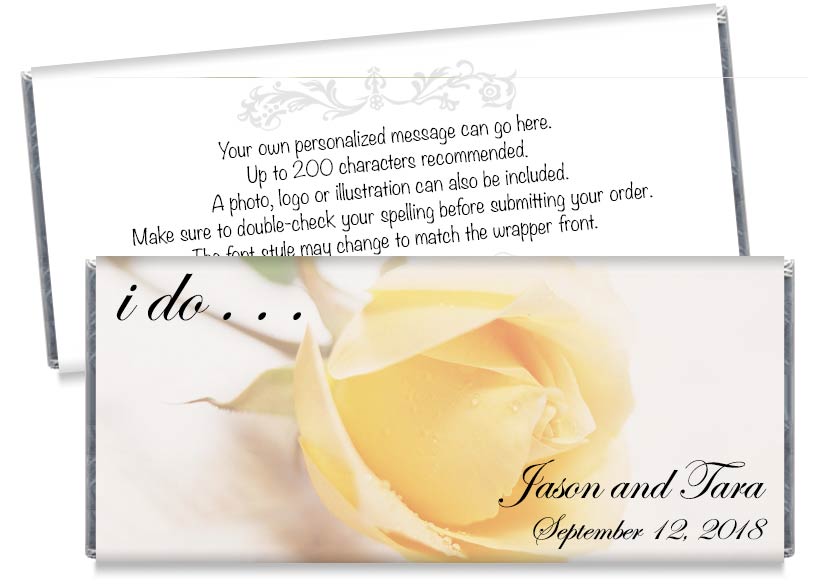Yellow Rose Wedding Candy Bar Wrappers