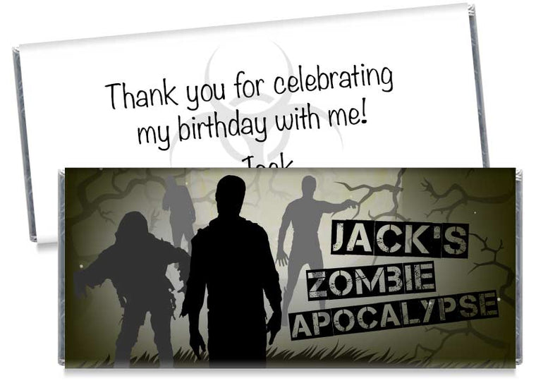 Zombie Apocalypse Birthday Party Candy Bar Wrappers