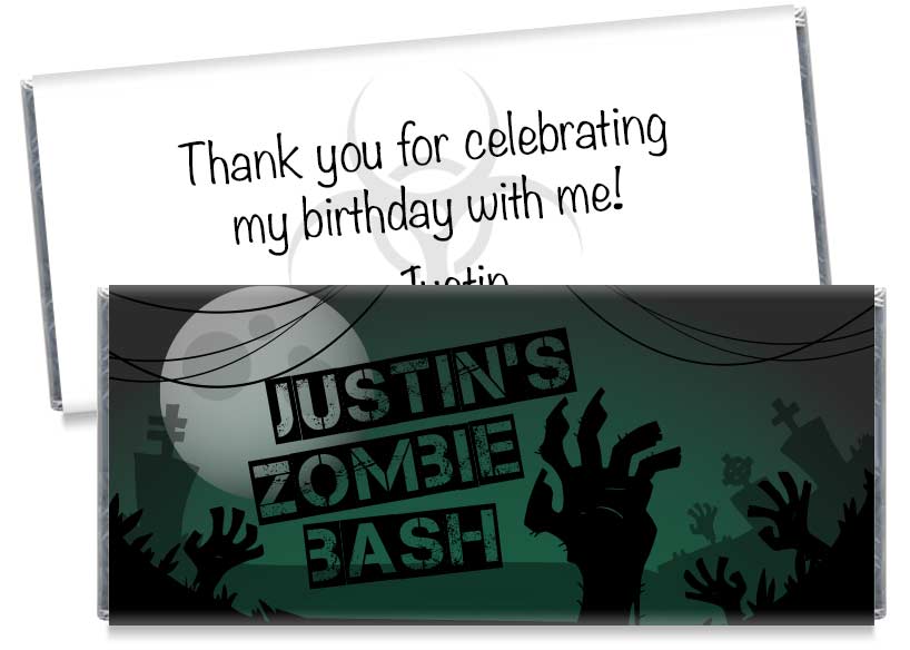 Zombie Bash Birthday Party Candy Bar Wrappers