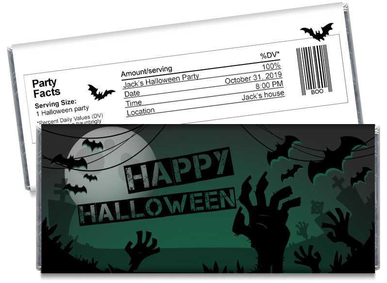 Zombie Graveyard Halloween Candy Bar Wrappers - CandyBarWrappers.com